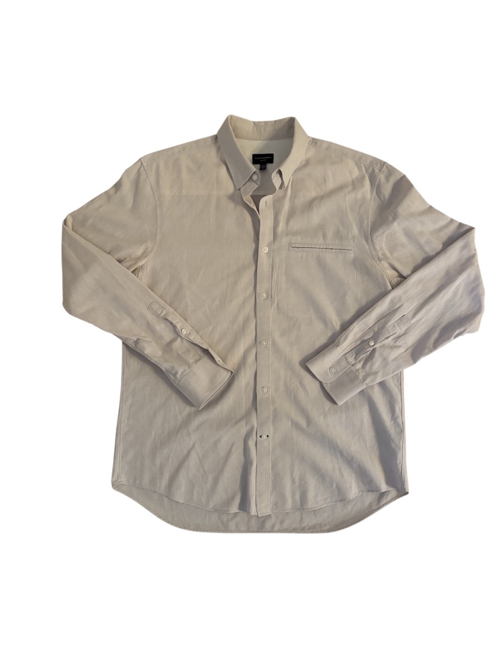 Club Monaco Light Beige Lineb Blend Button-Up Dress Shirt